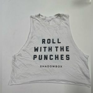 Shadowbox “Roll with the punches” white muscle tee
